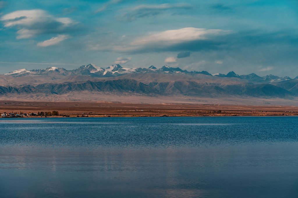 Issyk-Kul lake with mountains in the background, Kyrgyzstan